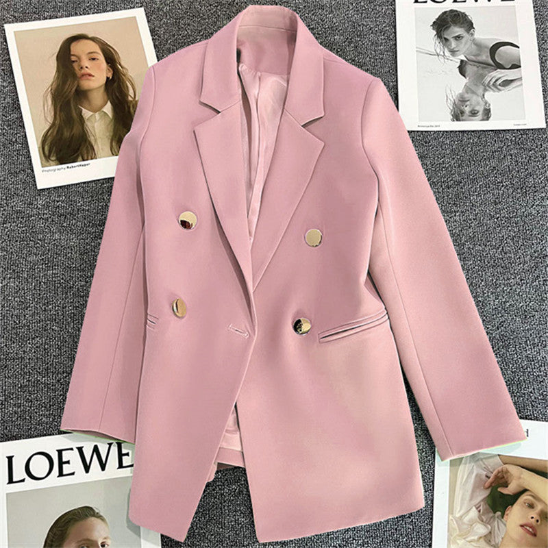 Women's Solid-Color Long-Sleeve Blazer with Metallic Zipper Detail