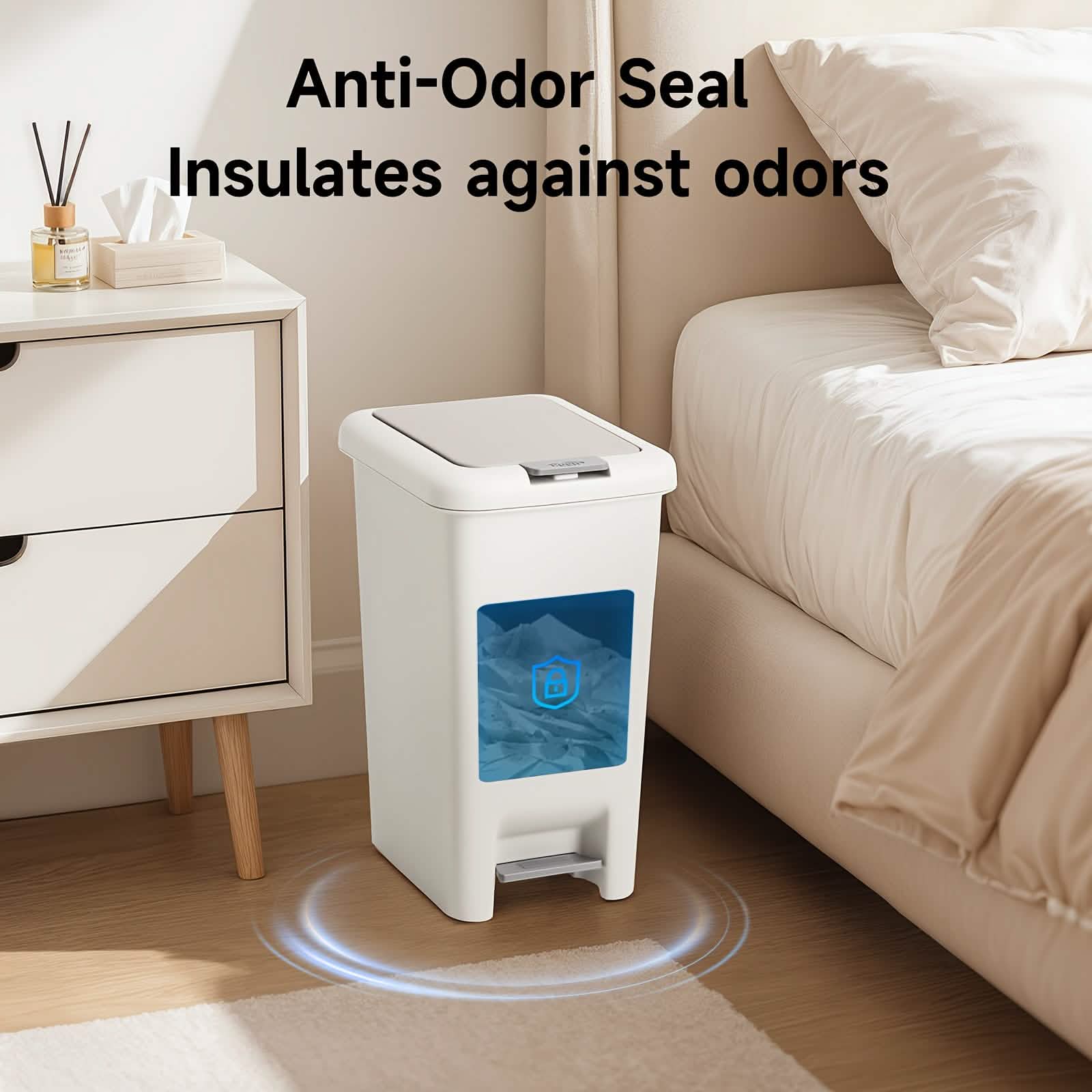 Oval Trash Can – Quiet Press-Top Lid with Foot Pedal – 20L