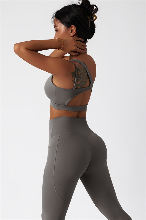 Blissful Rose One-Shoulder Sports Bra & Leggings Set