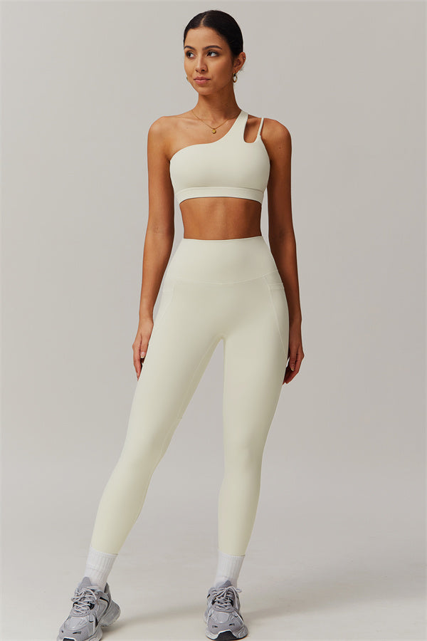 Blissful Rose One-Shoulder Sports Bra & Leggings Set