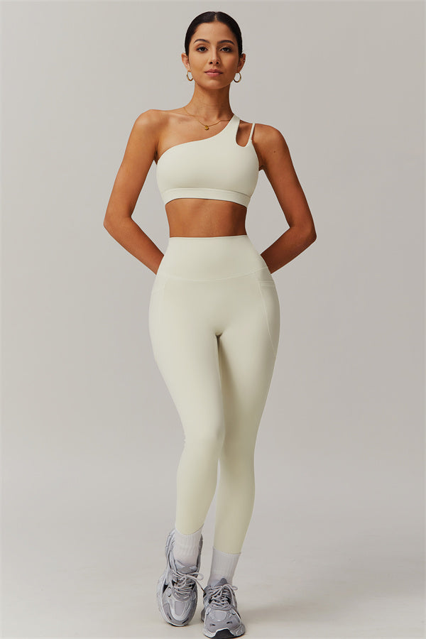 Blissful Rose One-Shoulder Sports Bra & Leggings Set