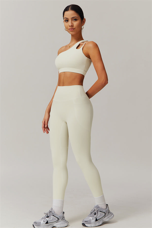 Blissful Rose One-Shoulder Sports Bra & Leggings Set