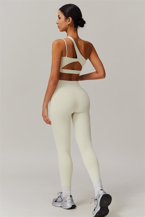 Blissful Rose One-Shoulder Sports Bra & Leggings Set