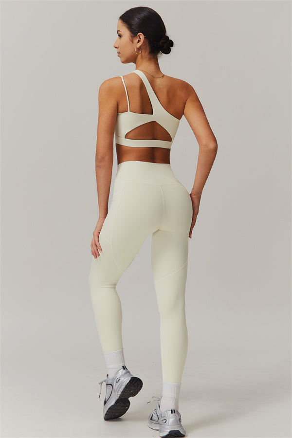 Blissful Rose One-Shoulder Sports Bra & Leggings Set
