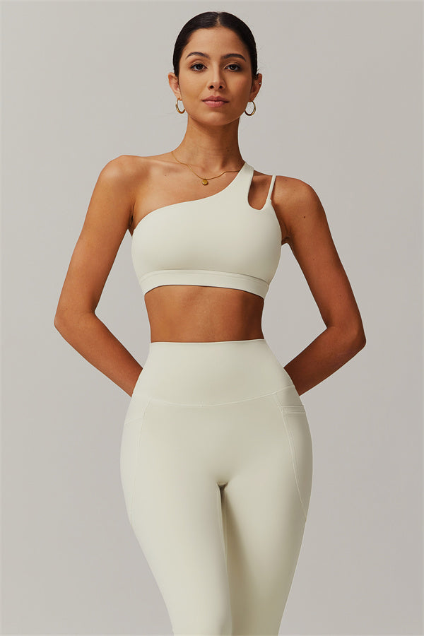 Blissful Rose One-Shoulder Sports Bra & Leggings Set