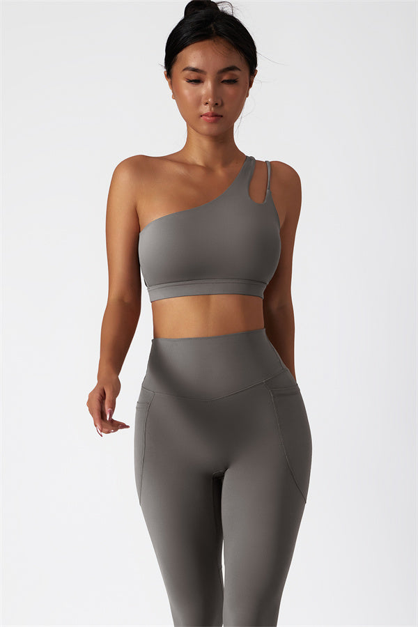 Blissful Rose One-Shoulder Sports Bra & Leggings Set