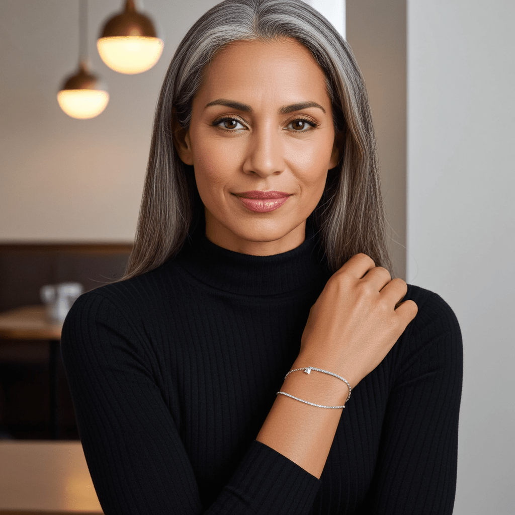 Dainty Dual-Layer 925 Sterling Silver Bracelet – Hypoallergenic Everyday Elegance with Pavé & CZ Charm | Child & Teen Safe | Amtikiss Casuals