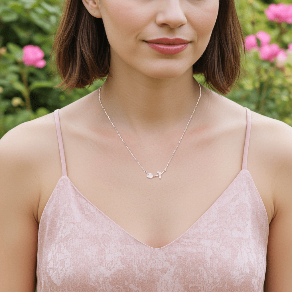 Delicate 925 Sterling Silver Twig Necklace - Hypoallergenic Nature-Inspired Jewelry | Child & Teen Safe | Amtikiss Casuals