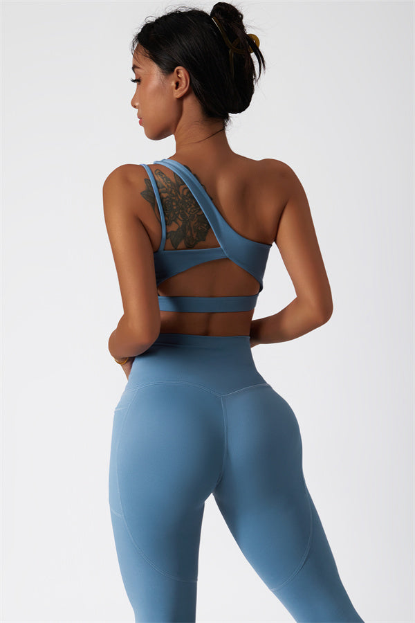 Blissful Rose One-Shoulder Sports Bra & Leggings Set