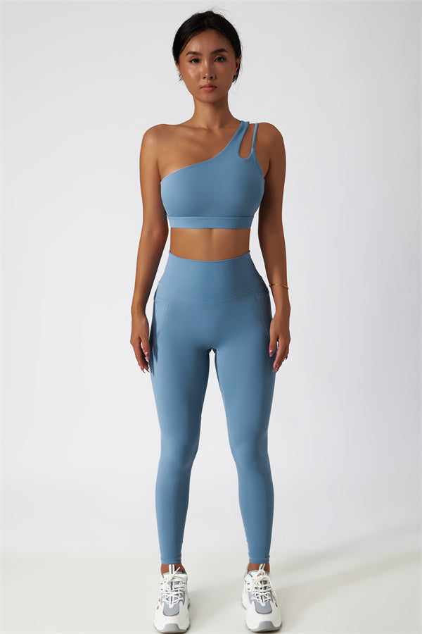Blissful Rose One-Shoulder Sports Bra & Leggings Set