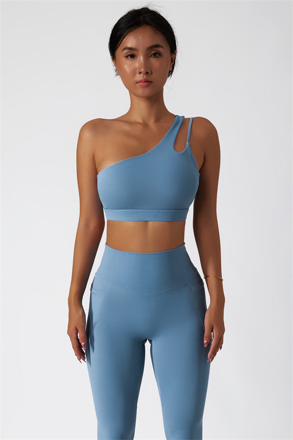 Blissful Rose One-Shoulder Sports Bra & Leggings Set