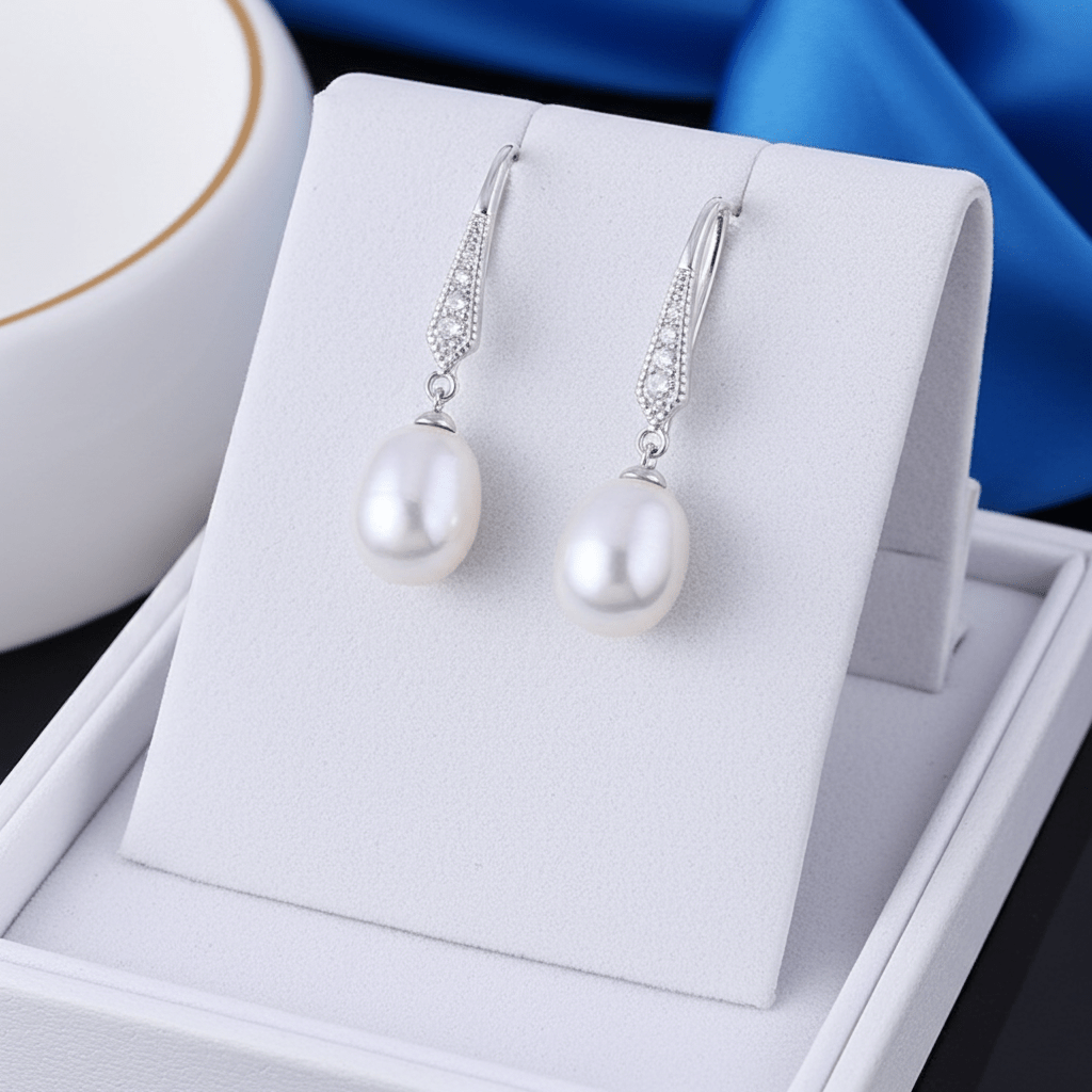 Elegant 925 Sterling Silver Pearl Drop Earrings – Hypoallergenic & Rhodium-Plated for Sensitive Skin | Women's | Amtikiss Casuals
