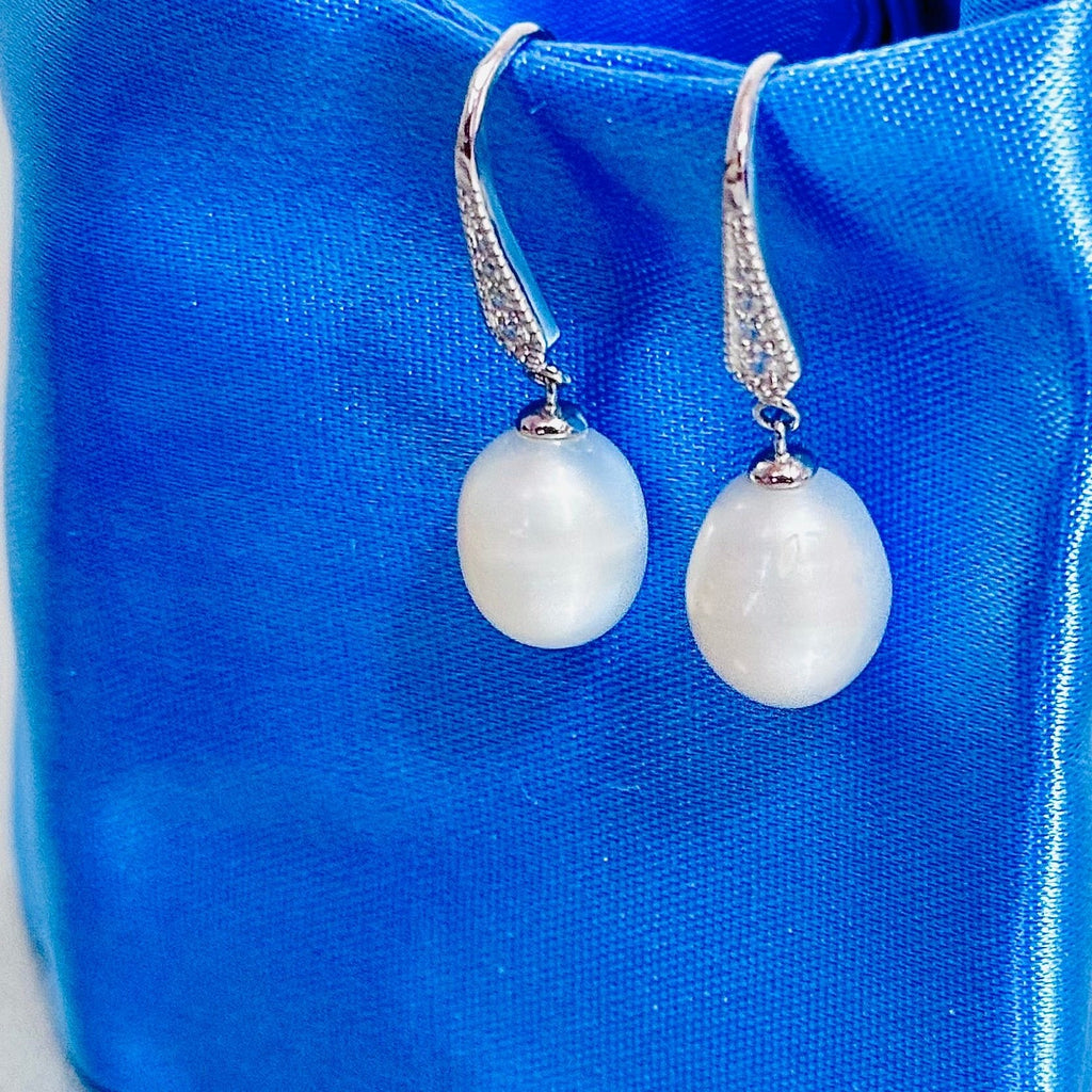 Elegant 925 Sterling Silver Pearl Drop Earrings – Hypoallergenic & Rhodium-Plated for Sensitive Skin | Women's | Amtikiss Casuals