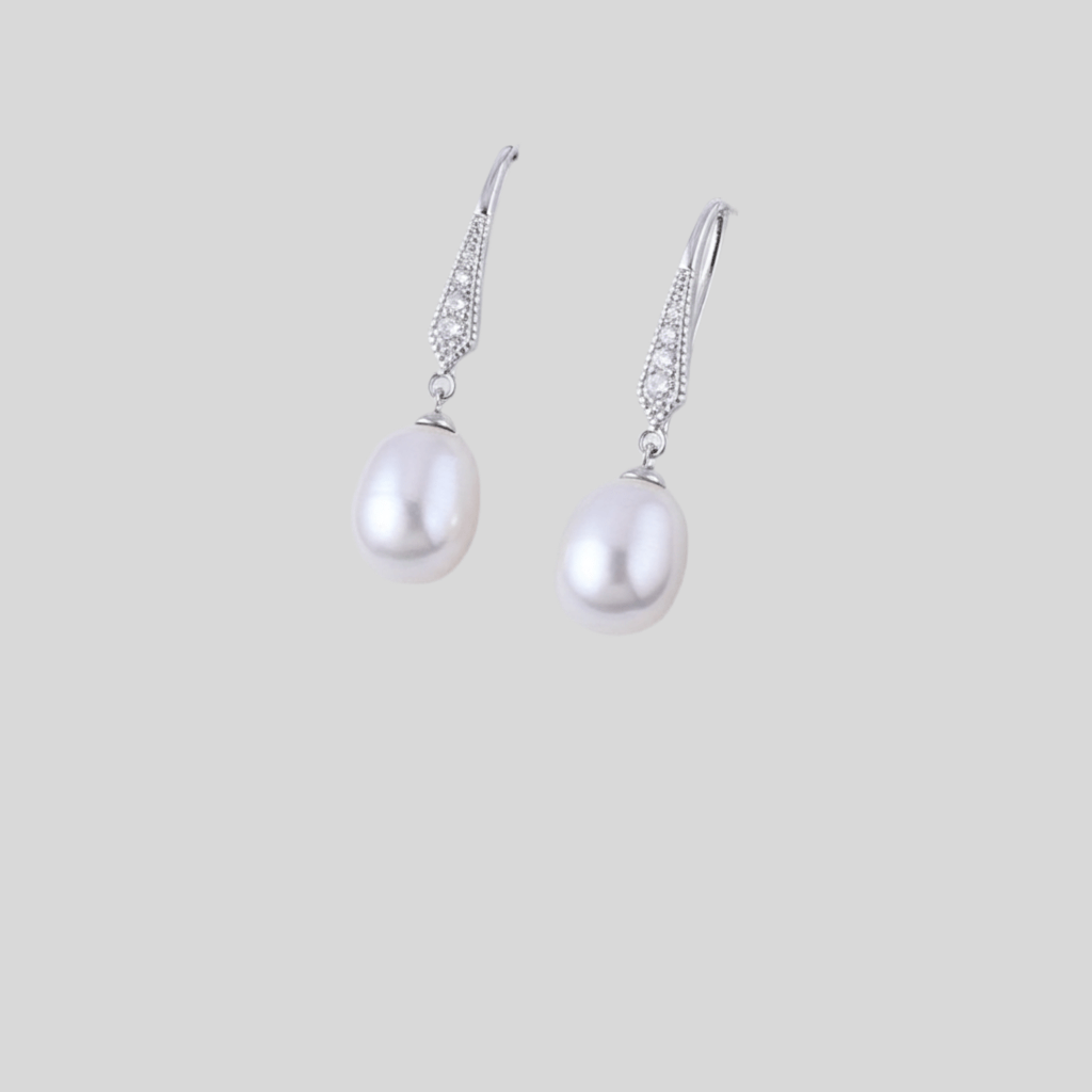Elegant 925 Sterling Silver Pearl Drop Earrings – Hypoallergenic & Rhodium-Plated for Sensitive Skin | Women's | Amtikiss Casuals