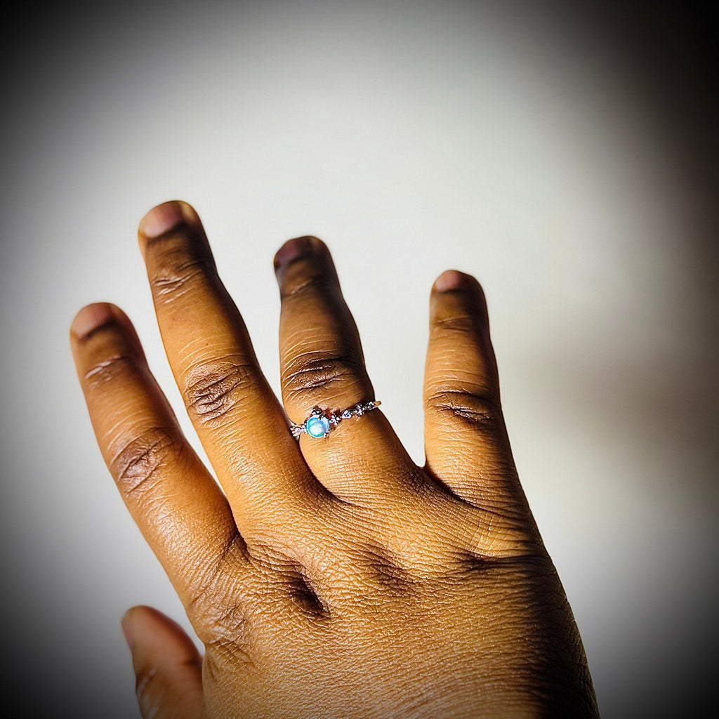 Elegant Moonstone Butterfly Ring - 925 Sterling Silver Adjustable Band | Hypoallergenic Nature Jewelry | Child & Teen Safe | Amtikiss Casuals