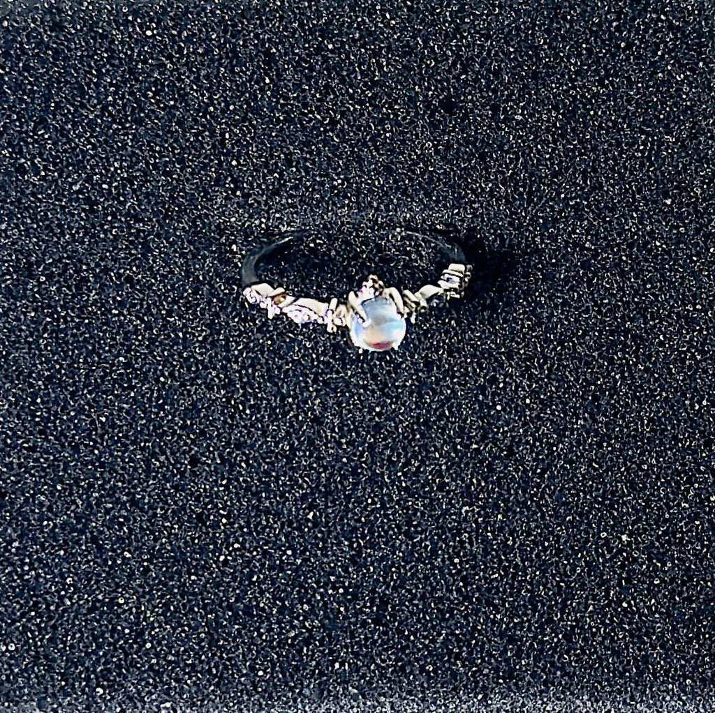Elegant Moonstone Butterfly Ring - 925 Sterling Silver Adjustable Band | Hypoallergenic Nature Jewelry | Child & Teen Safe | Amtikiss Casuals
