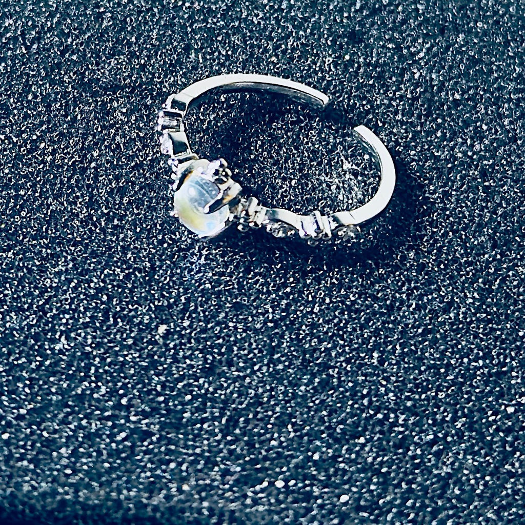 Elegant Moonstone Butterfly Ring - 925 Sterling Silver Adjustable Band | Hypoallergenic Nature Jewelry | Child & Teen Safe | Amtikiss Casuals