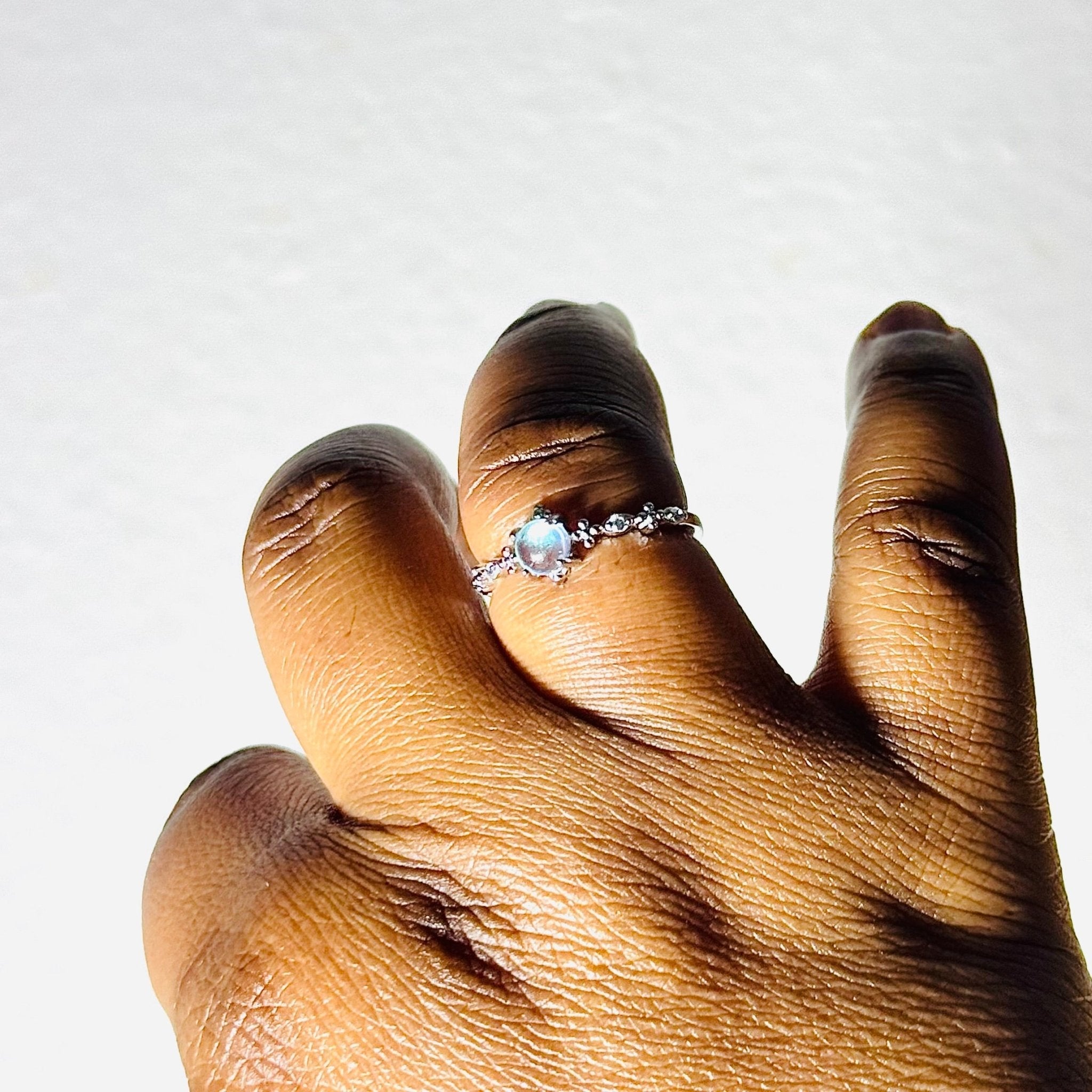 Elegant Moonstone Butterfly Ring - 925 Sterling Silver Adjustable Band | Hypoallergenic Nature Jewelry | Child & Teen Safe | Amtikiss Casuals