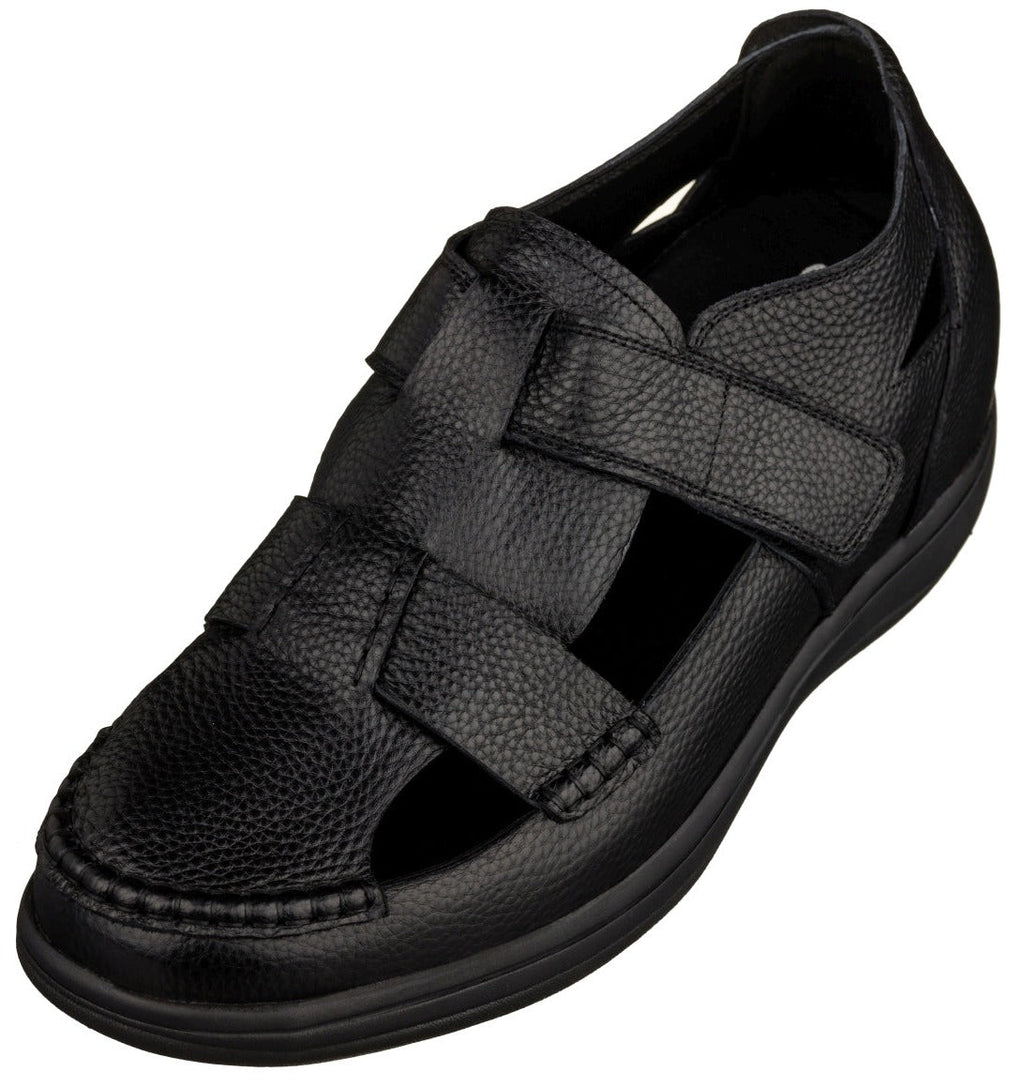 CALTO - K2661 - 3.2 Inches Taller (Black) - Casual Fisherman Sandal