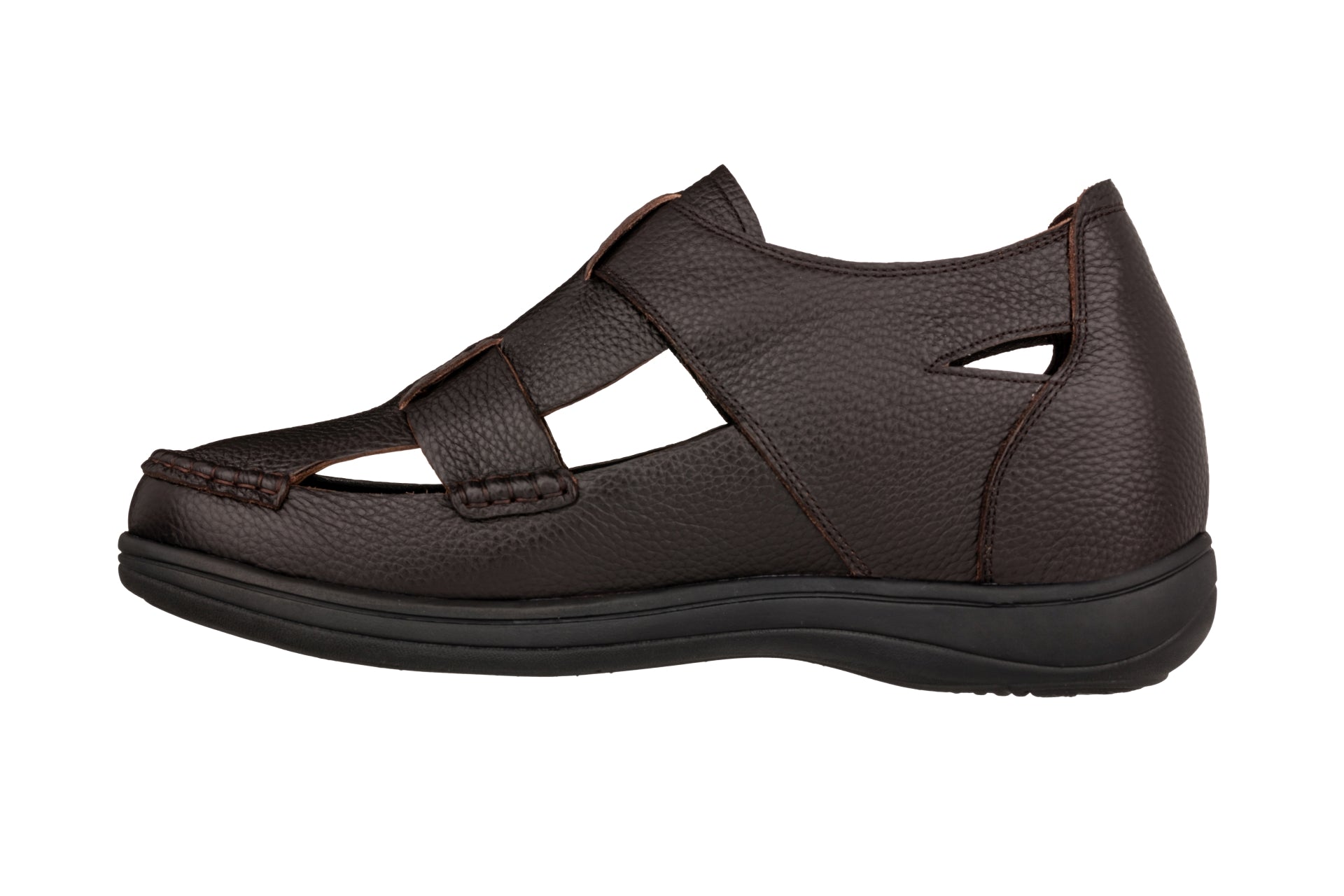 CALTO - K2662 - 3.2 Inches Taller (Dark Brown) - Casual Fisherman Sandal