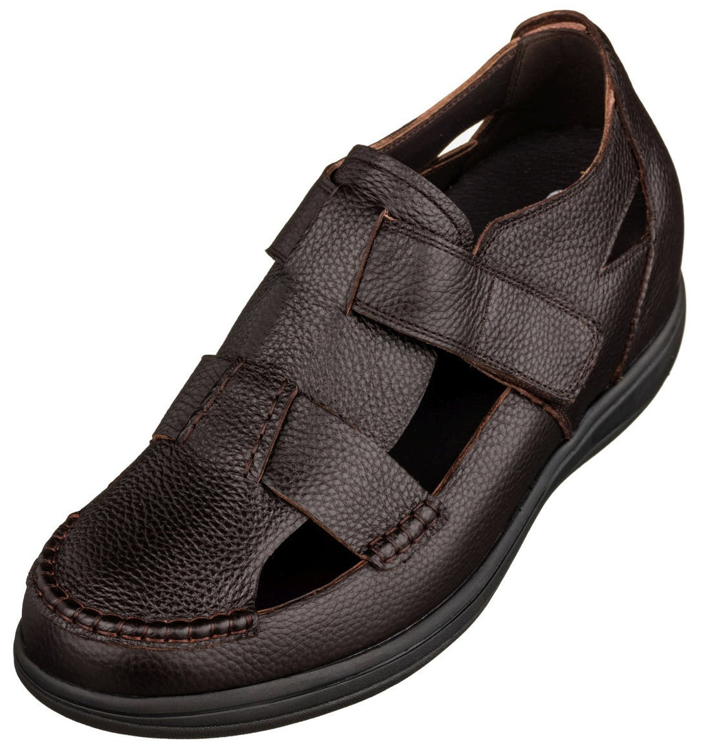 CALTO - K2662 - 3.2 Inches Taller (Dark Brown) - Casual Fisherman Sandal