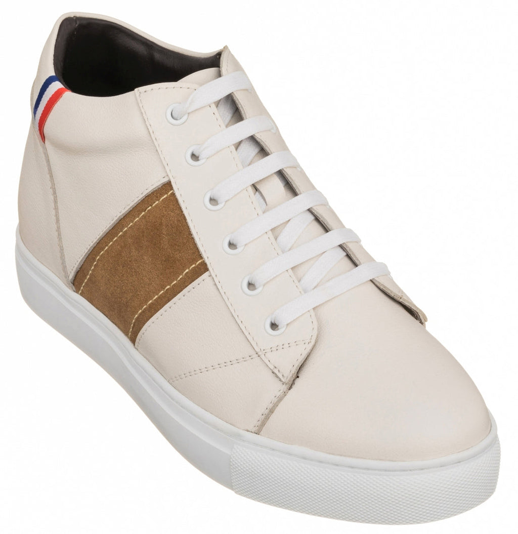 Men's Beige White Elevator Shoes K53101