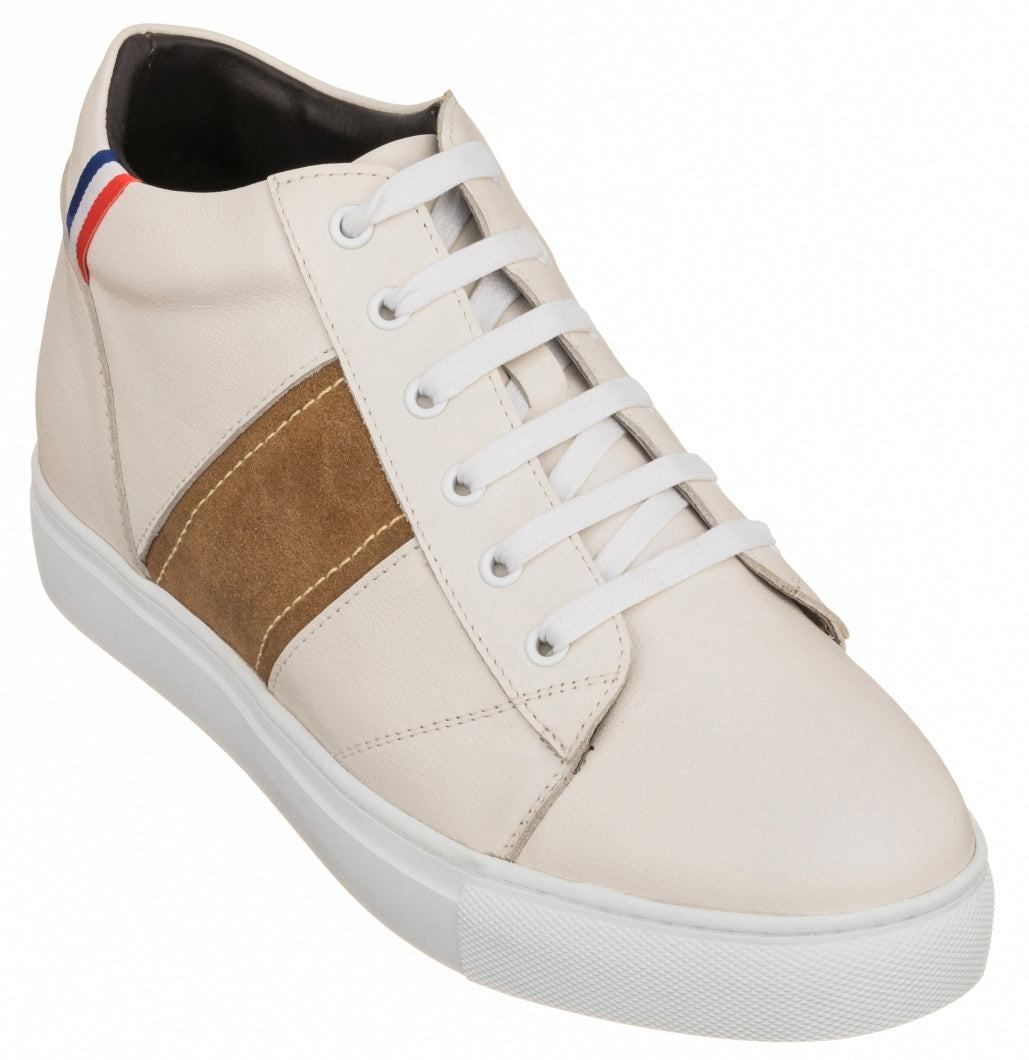 Men's Beige White Elevator Shoes K53101