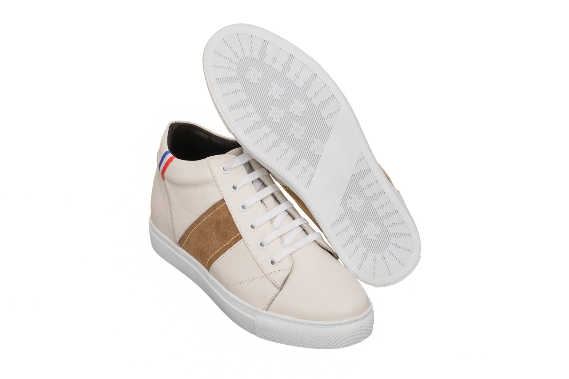 Men's Beige White Elevator Shoes K53101