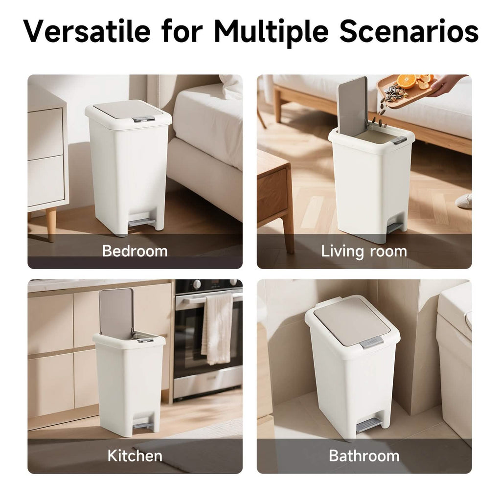 Oval Trash Can – Quiet Press-Top Lid with Foot Pedal – 20L