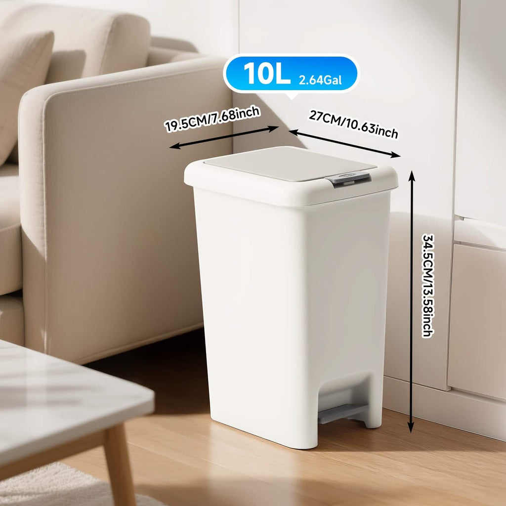 Oval Trash Can – Quiet Press-Top Lid with Foot Pedal – 20L