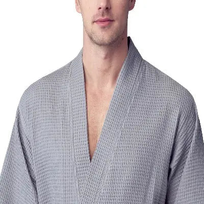 Waffle Spa Bathrobe for Men - Absorbent, Lightweight, with personalization available as an add-on.