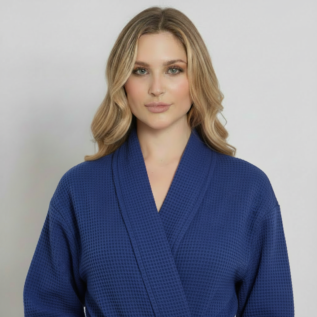Knee-Length Waffle Robe for Women with Available Personalized Embroidery