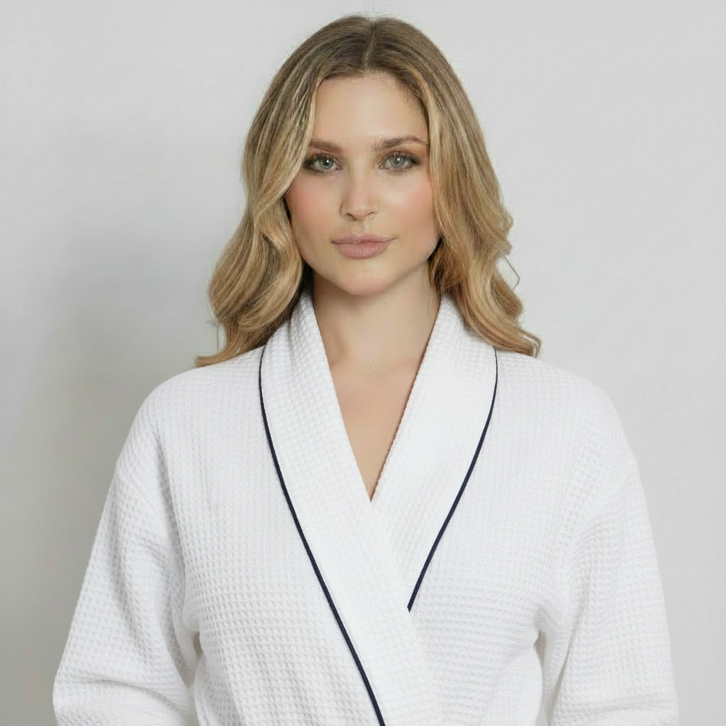 Knee-Length Waffle Robe for Women with Available Personalized Embroidery
