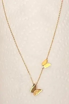 Gold Plated Butterfly Pendant Necklace – Stainless Steel Layered Jewelry | Child & Teen Safe | Amtikiss Casuals