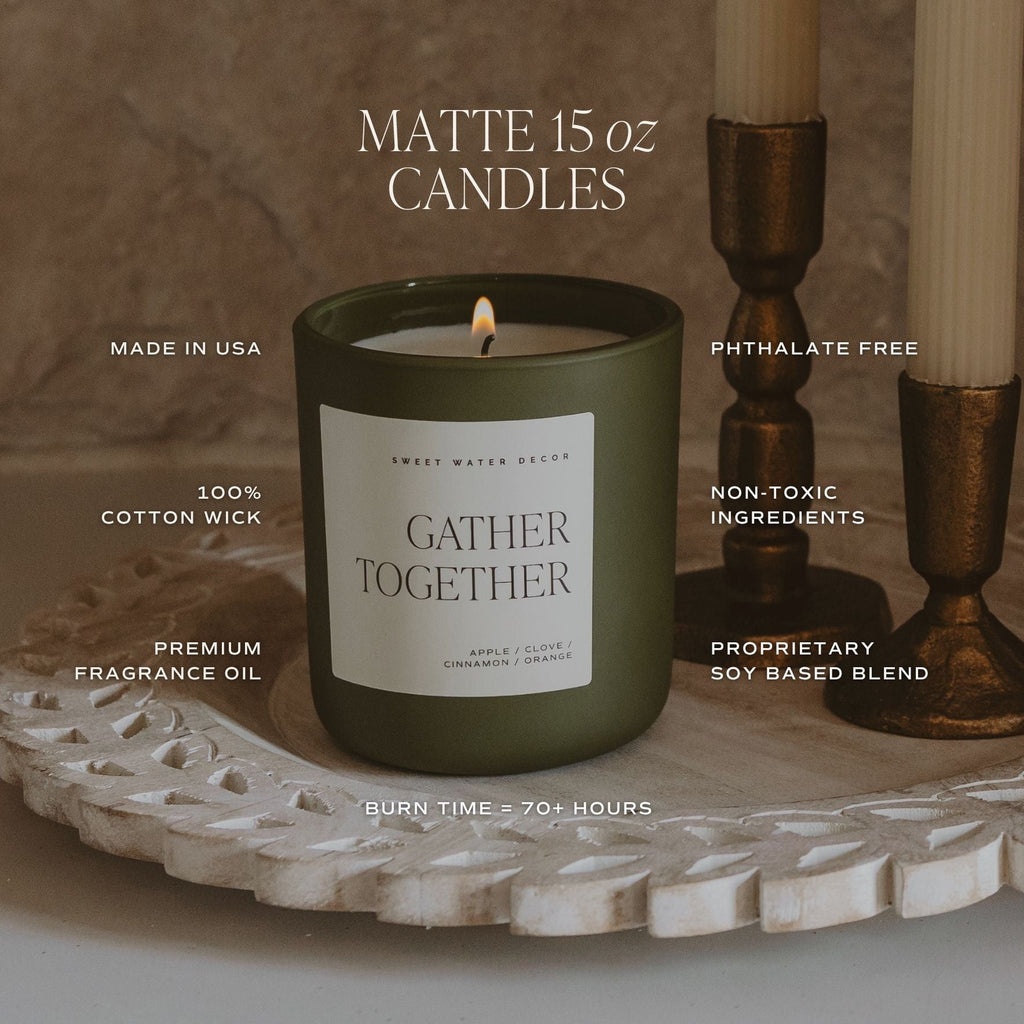 Christmas Soy Candle - Olive Matte Jar - 15 oz