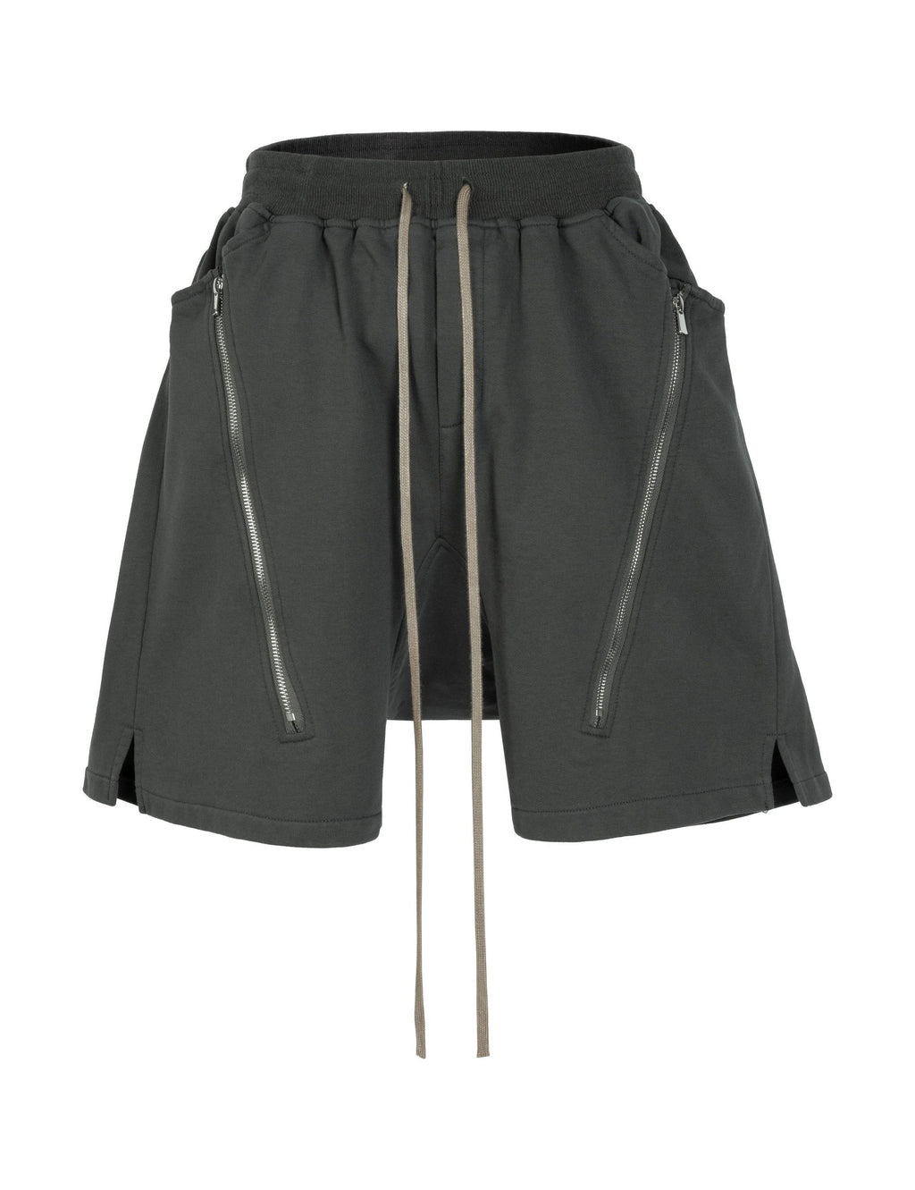 GREY ZIP DRAWSTRING CARGO SHORTS