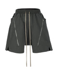 GREY ZIP DRAWSTRING CARGO SHORTS