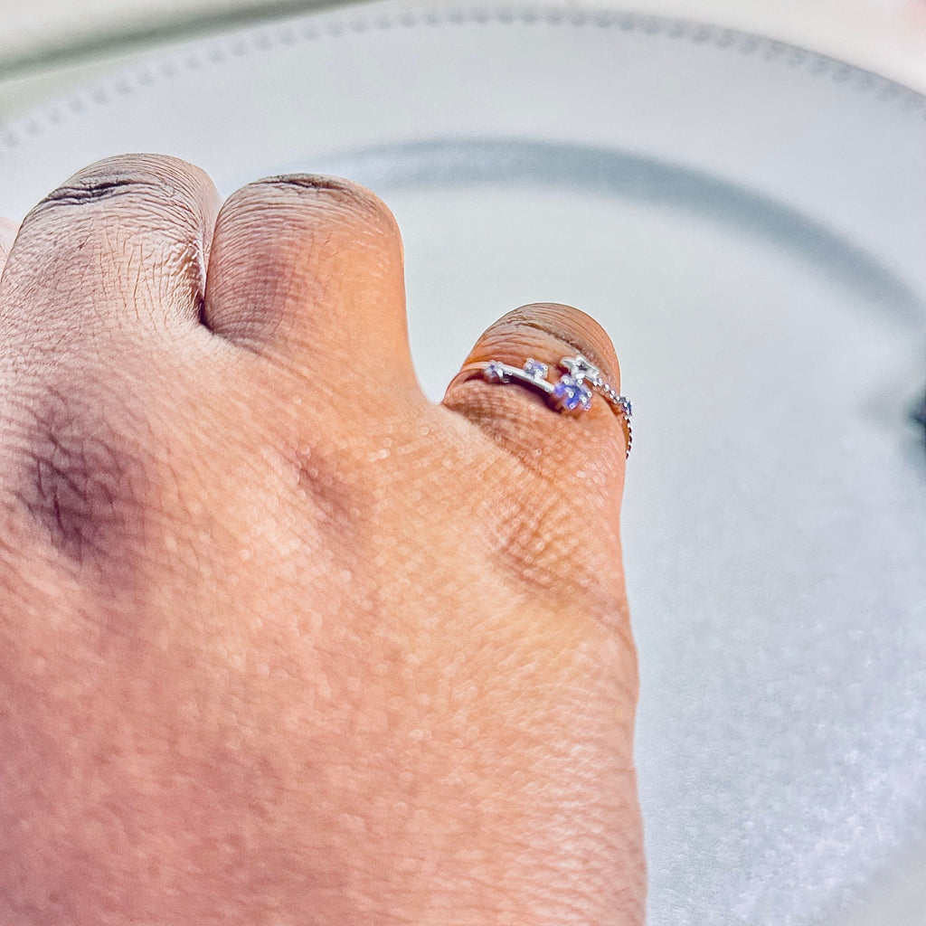 Hypoallergenic 925 Sterling Silver Open Star Zircon Ring - Adjustable Celestial Jewelry | Child & Teen Safe | Amtikiss Casuals