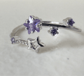 Hypoallergenic 925 Sterling Silver Open Star Zircon Ring - Adjustable Celestial Jewelry | Child & Teen Safe | Amtikiss Casuals