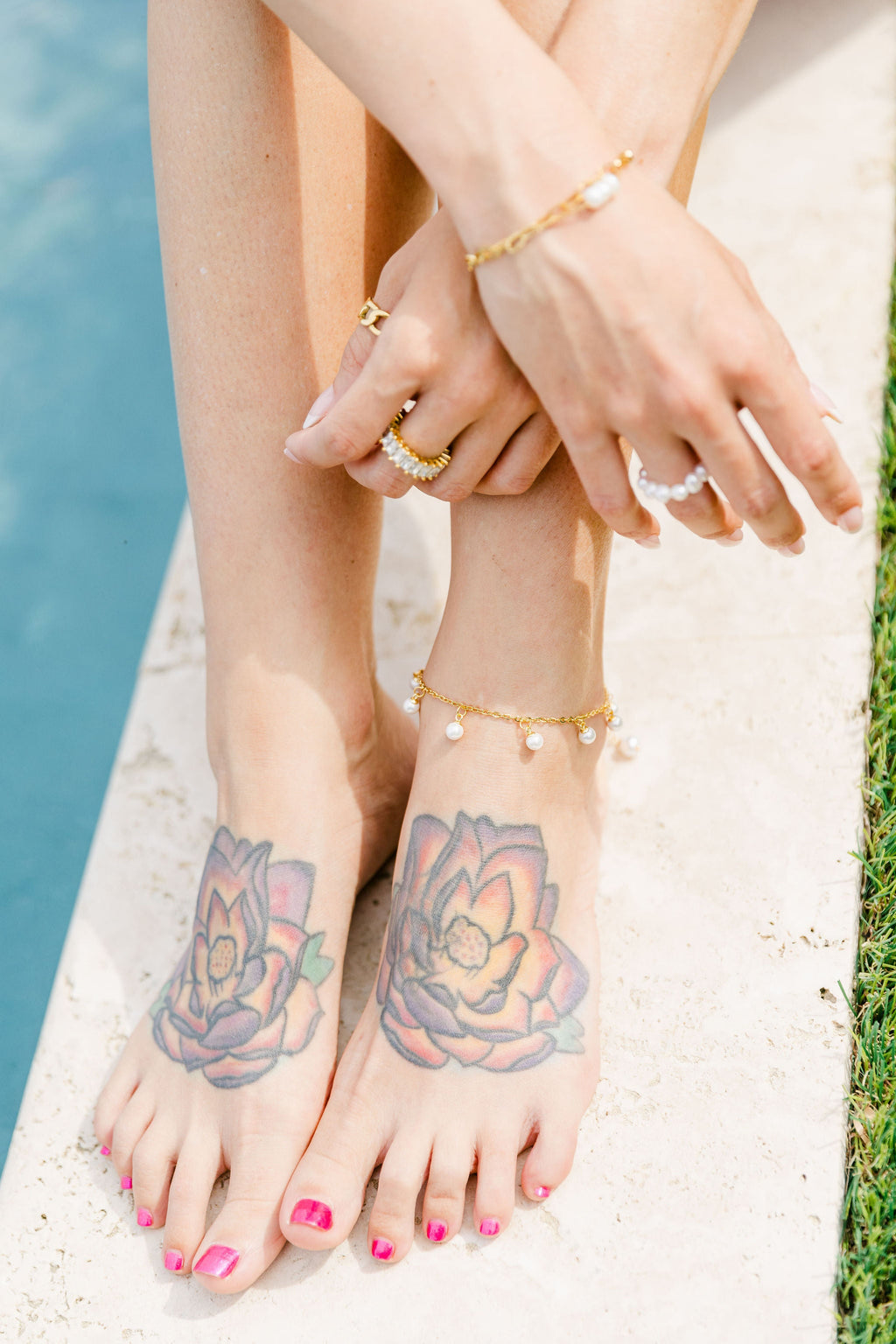 waterproof butterfly and pearl anklets