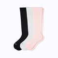 Women's Knee-High Compression Socks – 3 Pack Solids Black/Rose/White