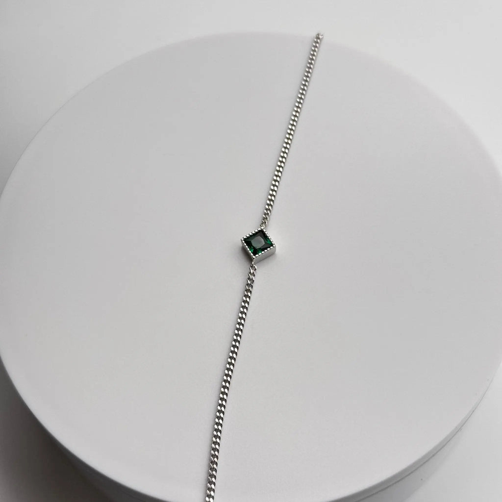 Luxury S925 Sterling Silver Green Zircon Bracelet - Elegant Gold-Plated Jewelry | Women's | Amtikiss Casuals