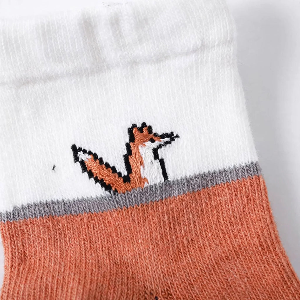 Organic Cotton Fox Socks for Toddlers | 5-Pack Kids’ Fun Socks | Fox