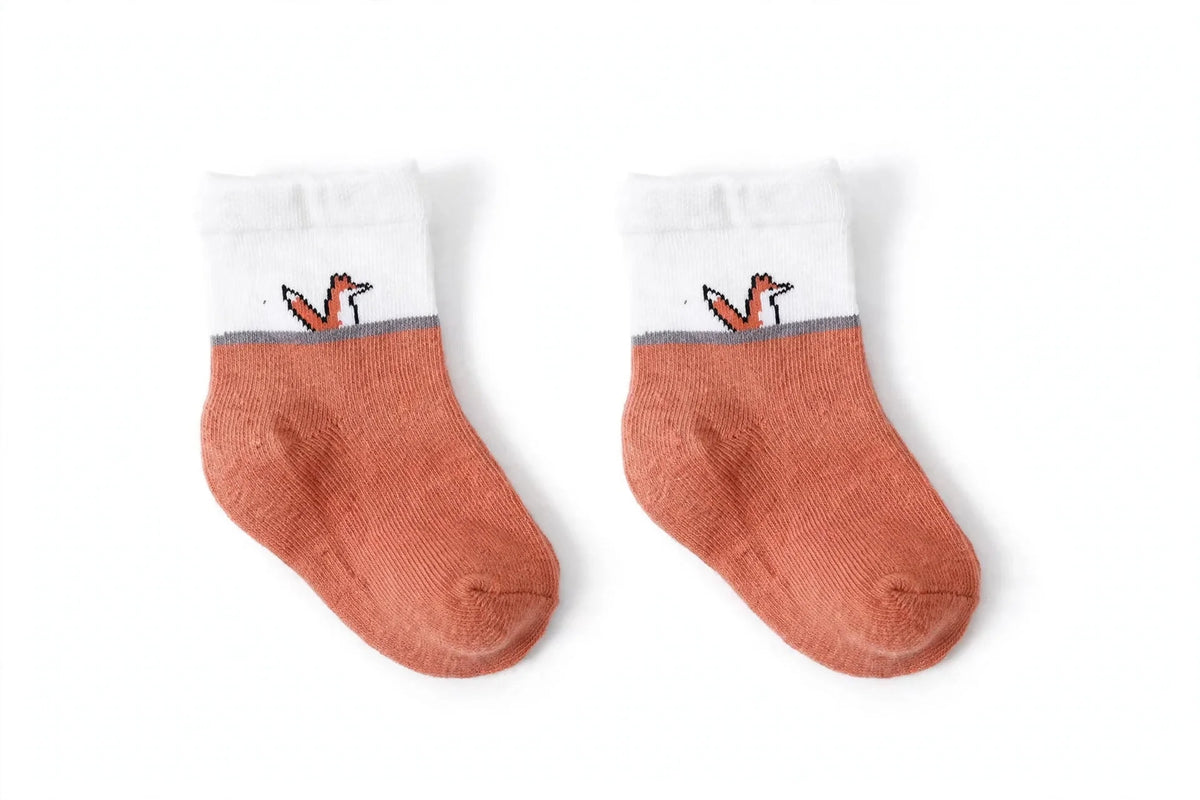 Organic Cotton Fox Socks for Toddlers | 5-Pack Kids’ Fun Socks | Fox