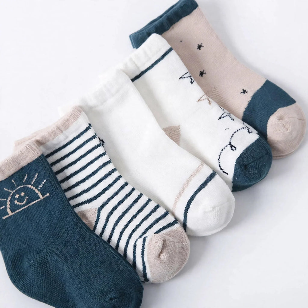 Organic Cotton Socks for Toddlers | 5-Pack Fun Kids’ Socks | Sunset