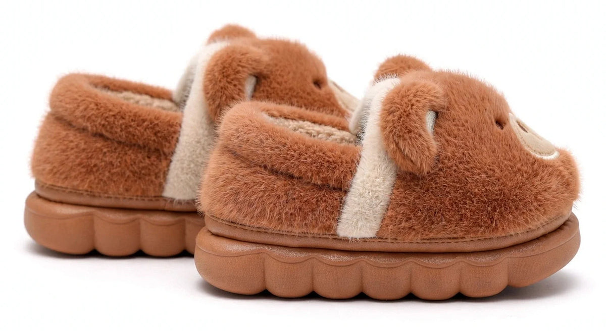 Pre-Order Kids’ Fuzzy Slippers | Bear & Bunny Animal House Shoes