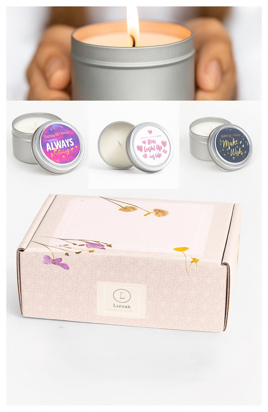 Trio of Tin Soy Candle - Scented with Bergamot and Lavender Essential oils