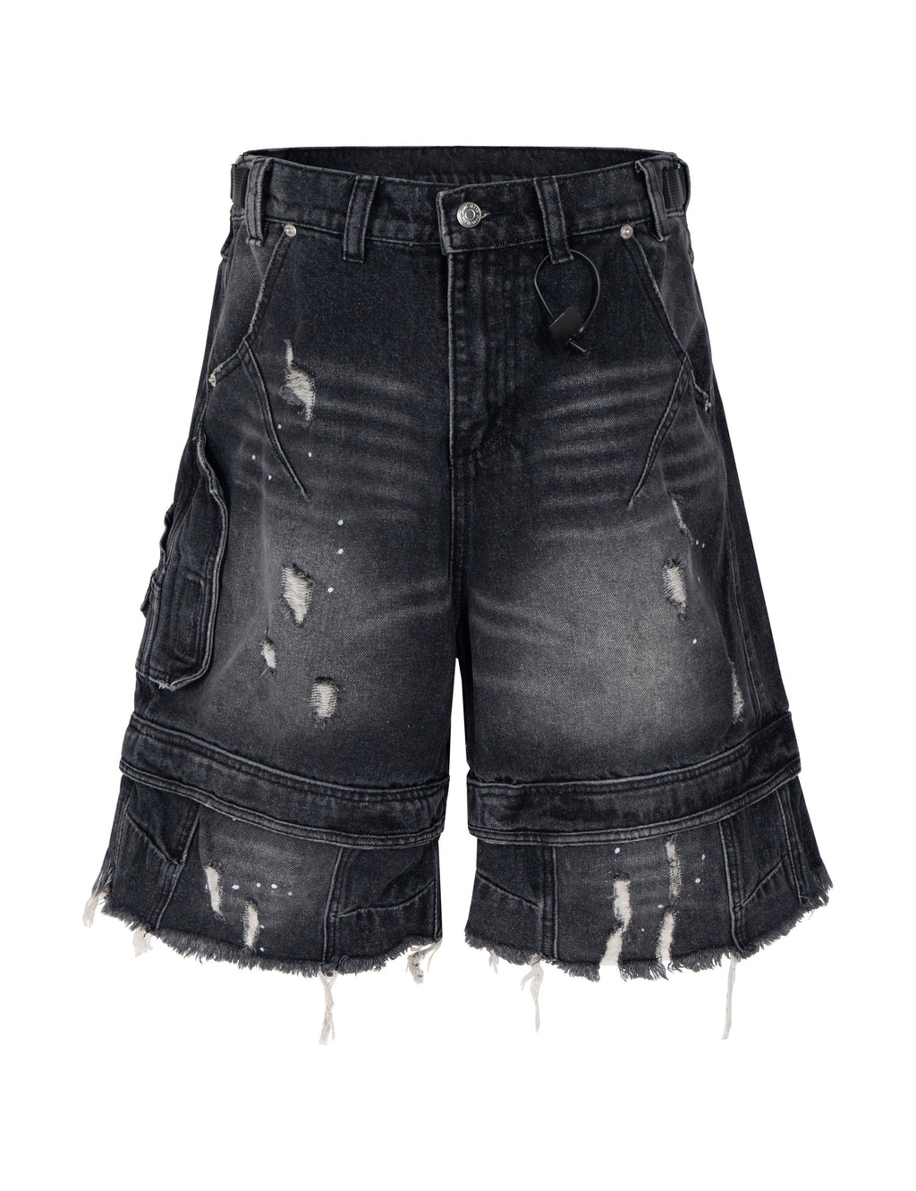 NOIR DISTRESSED CARGO SHORTS