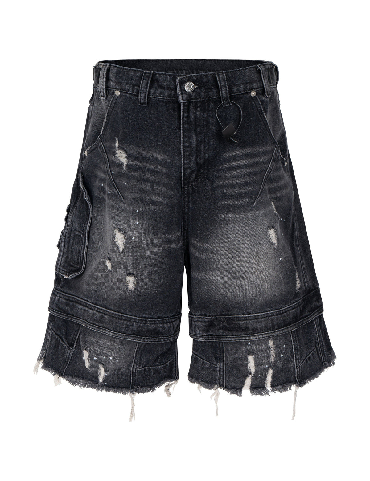 NOIR DISTRESSED CARGO SHORTS