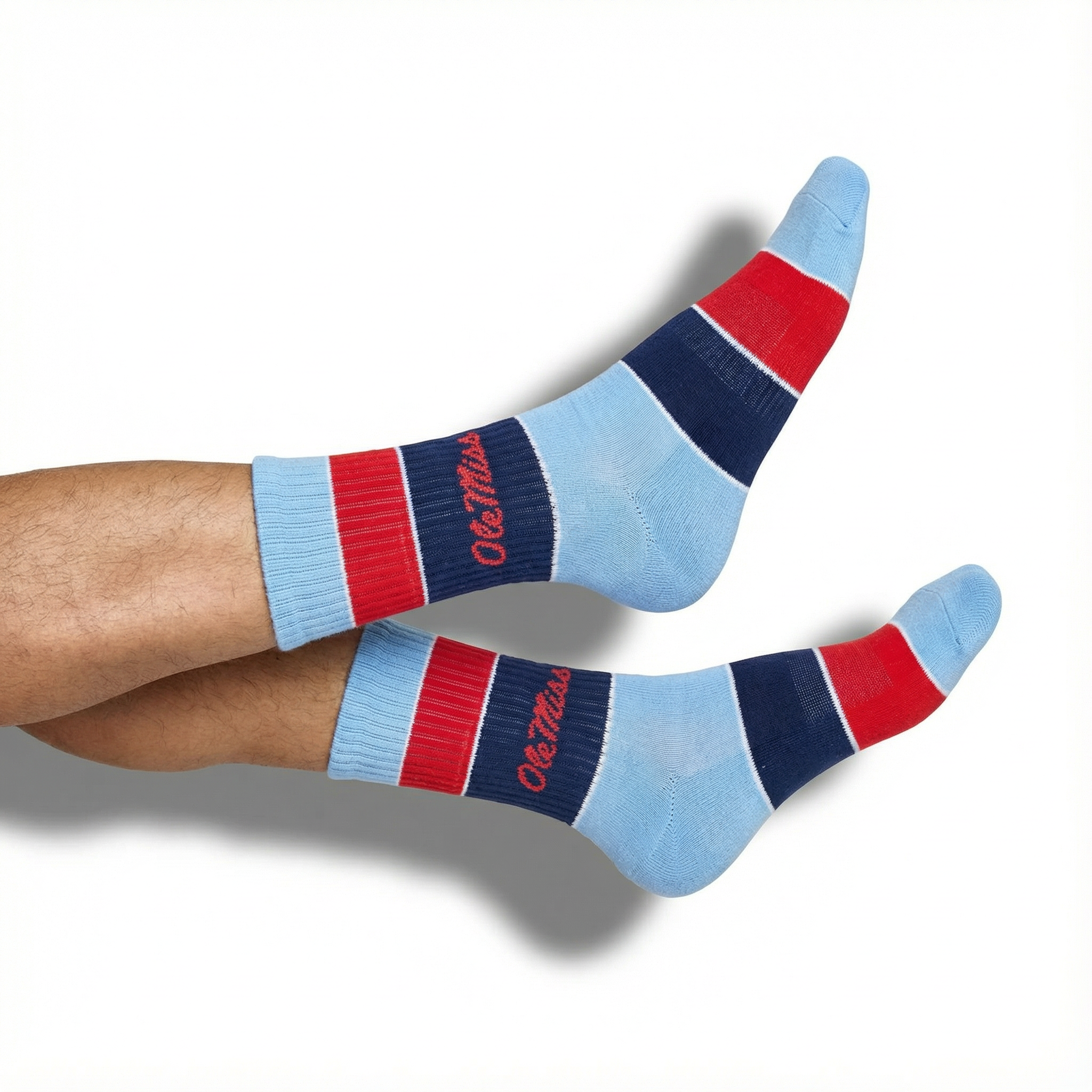 Ole Miss Powder Wide Stripe Casual Crew